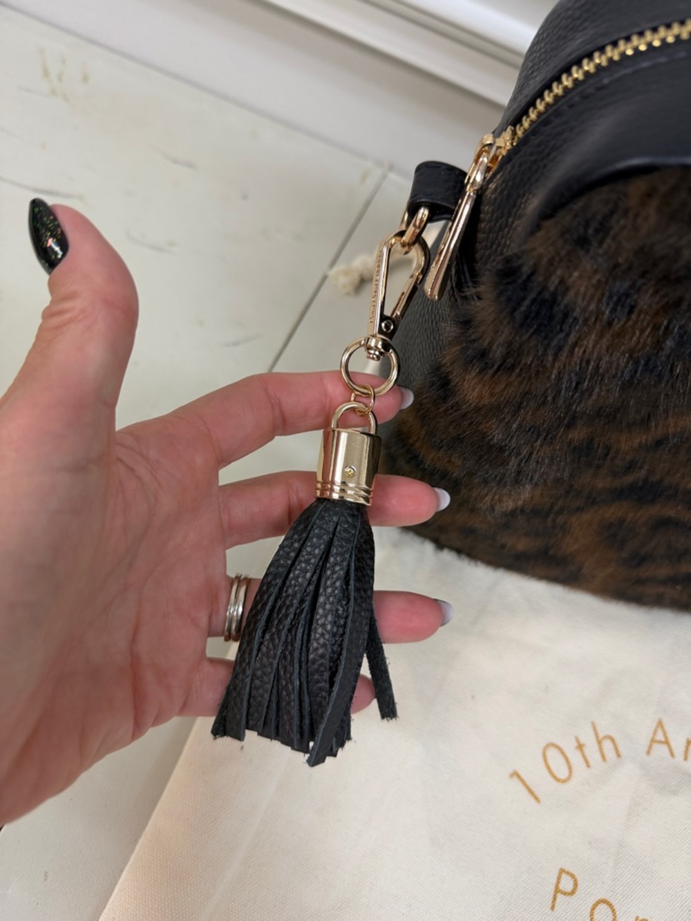 Pom Pom London City Plus Bag Leopard Print Faux Fur Black Bundle! - Picture 7 of 15